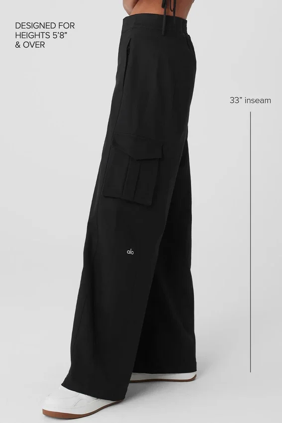 Pantalon cargo à jambes larges (long) - Noir