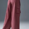 Pantalon cargo à jambes larges (long) - Truffe bordeaux