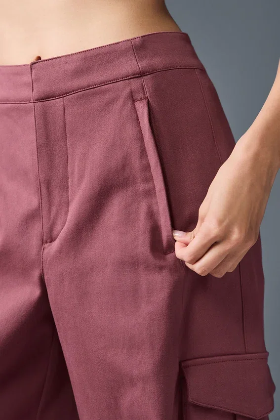 Pantalon cargo à jambes larges (long) - Truffe bordeaux