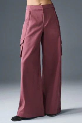 Pantalon cargo à jambes larges Show Off (coupe classique) - Truffe bordeaux