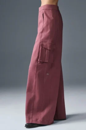 Pantalon cargo à jambes larges Show Off (coupe classique) – Truffe bordeaux