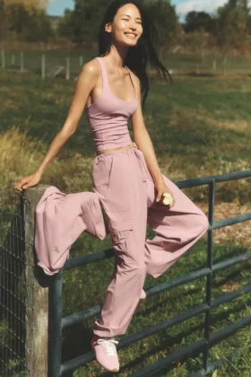 Pantalon cargo Megastar taille basse - Rose vintage
