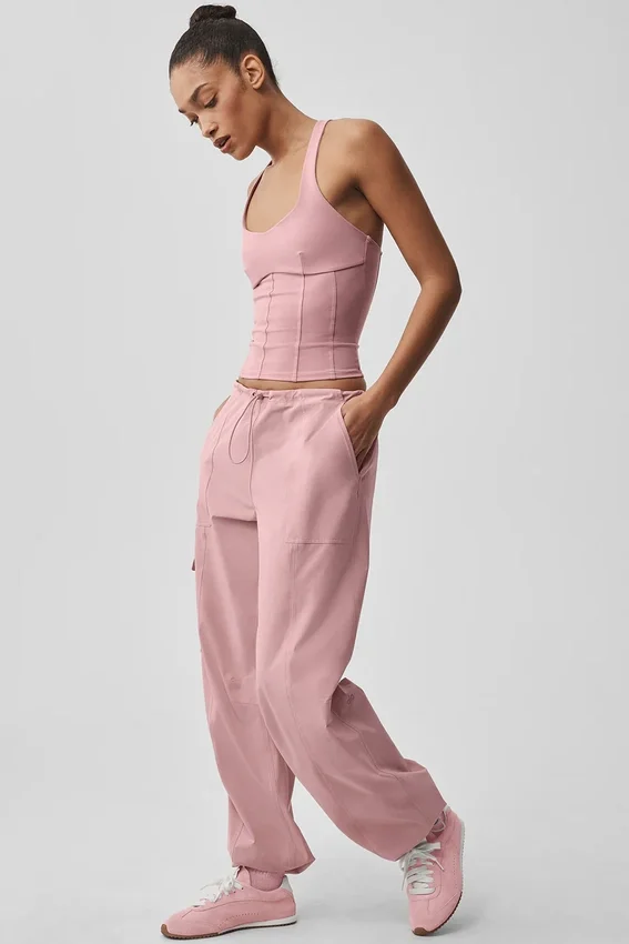Pantalon cargo Megastar taille basse - Rose vintage