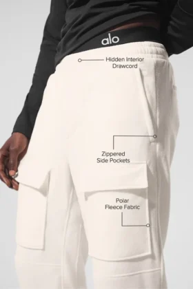 Pantalon cargo Ridge en polaire – Ivoire