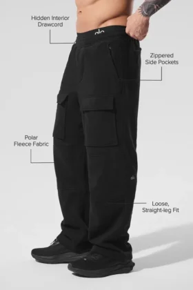 Pantalon cargo Ridge en polaire — Noir