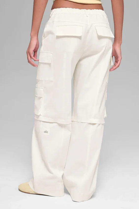 Pantalon cargo Scout à taille mi-haute – Ivoire