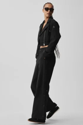 Pantalon Cosmopolitan à taille mi-haute et boutons-pression - Noir