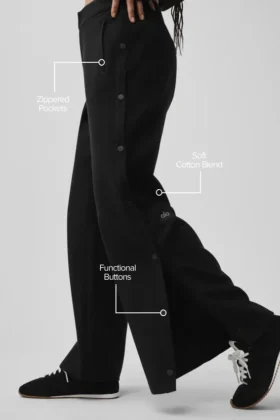 Pantalon Cosmopolitan à taille mi-haute et boutons-pression – Noir
