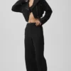 Pantalon Cosmopolitan à taille mi-haute et boutons-pression - Noir