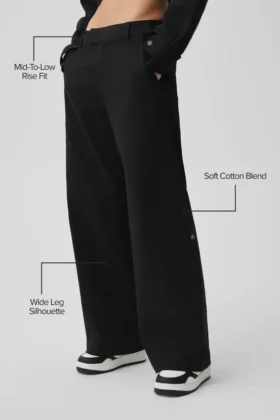 Pantalon à coupe droite High Road – Noir