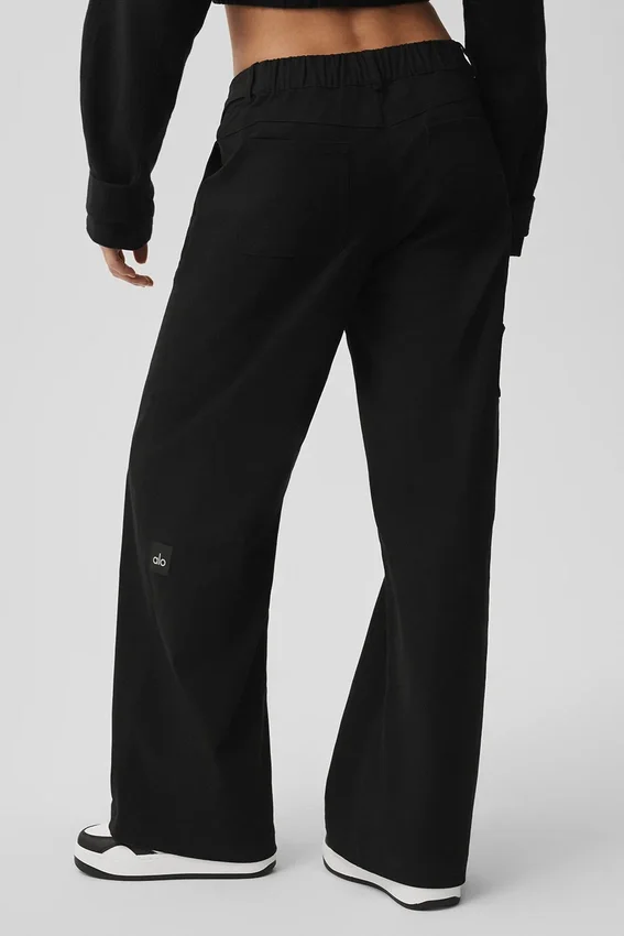 Pantalon à coupe droite High Road – Noir