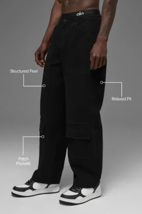 Pantalon de charpentier en toile de coton – Noir
