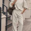 Pantalon de jogging Accolade à coupe droite - Avoine chiné