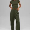 Pantalon de jogging Accolade à coupe droite - Vert olive
