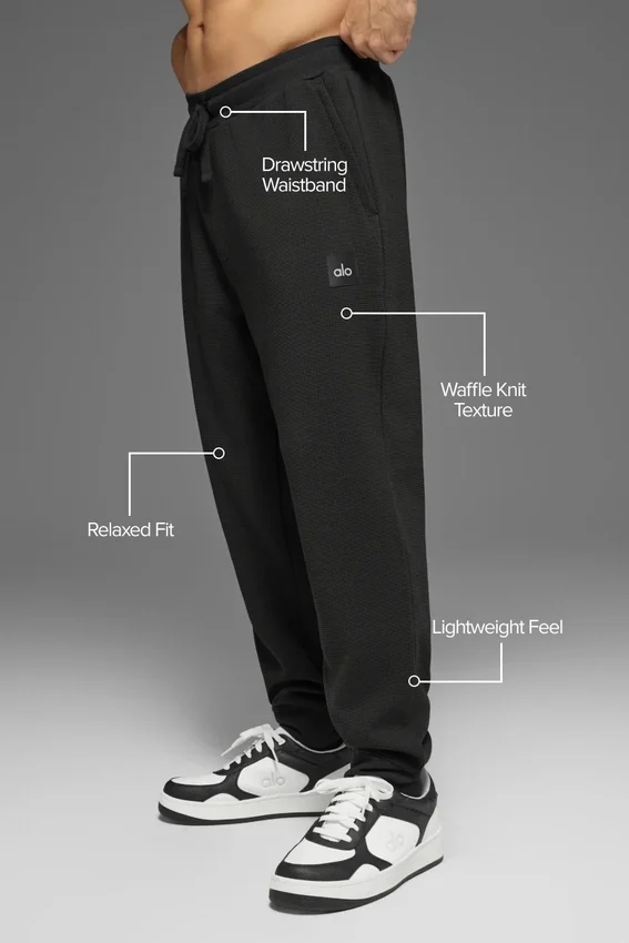 Pantalon de jogging décontracté à motif gaufré - Noir