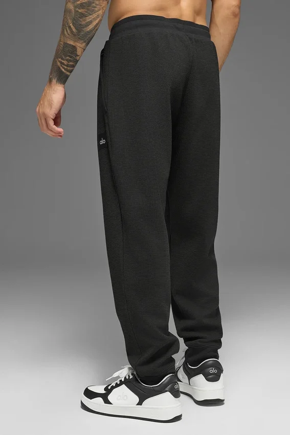 Pantalon de jogging décontracté à motif gaufré - Noir