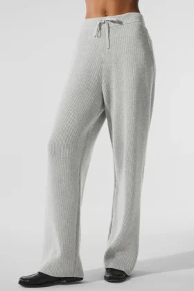 Pantalon de jogging Domain en maille côtelée - Gris chiné athlétique