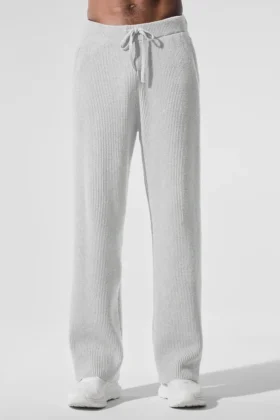 Pantalon de jogging Domain en maille côtelée - Gris chiné athlétique