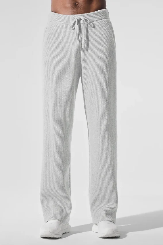 Pantalon de jogging Domain en maille côtelée - Gris chiné athlétique