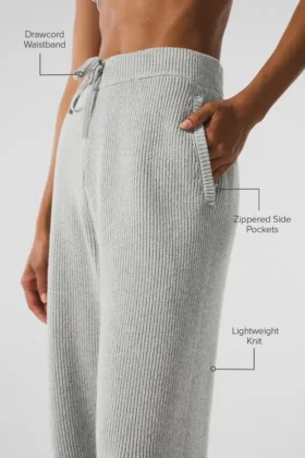 Pantalon de jogging Domain en maille côtelée – Gris chiné athlétique