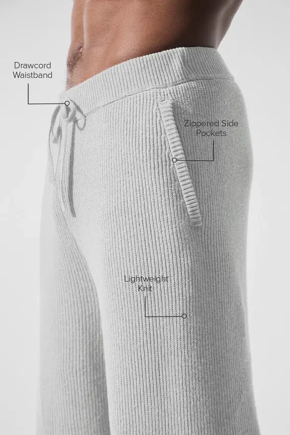 Pantalon de jogging Domain en maille côtelée - Gris chiné athlétique