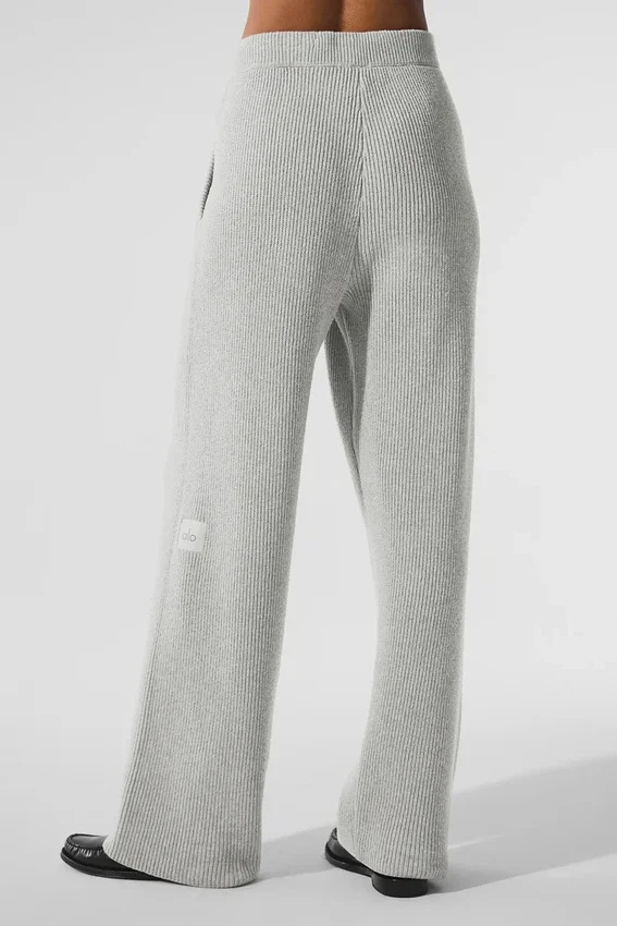 Pantalon de jogging Domain en maille côtelée - Gris chiné athlétique