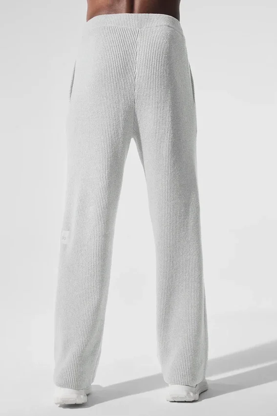 Pantalon de jogging Domain en maille côtelée - Gris chiné athlétique
