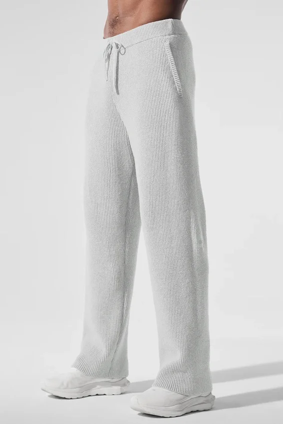 Pantalon de jogging Domain en maille côtelée - Gris chiné athlétique
