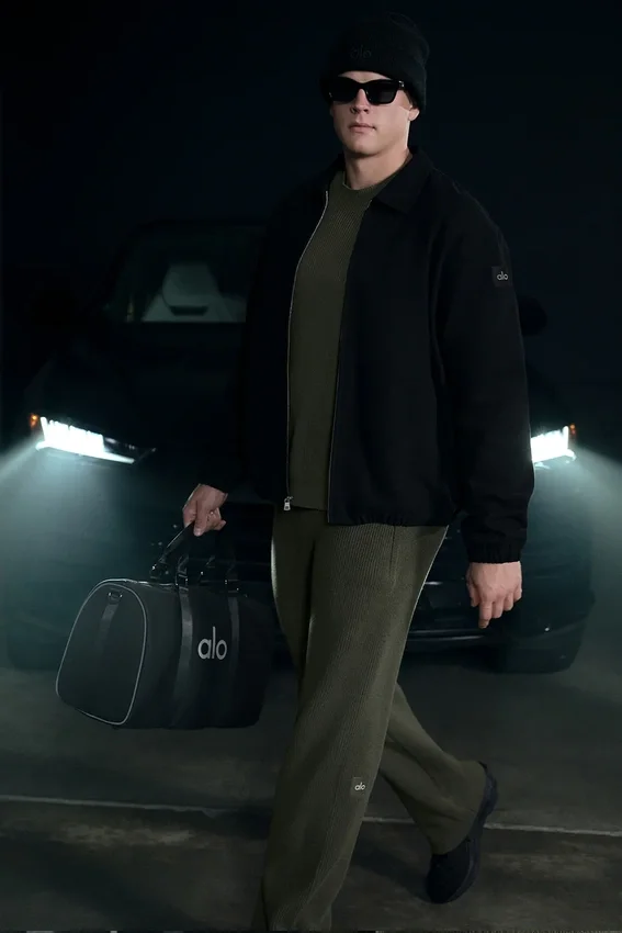 Pantalon de jogging Domain en maille côtelée - Vert olive