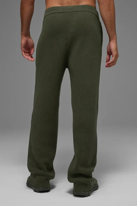 Pantalon de jogging Domain en maille côtelée - Vert olive