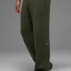 Pantalon de jogging Domain en maille côtelée - Vert olive