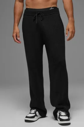 Pantalon de jogging en maille côtelée Domain - Noir