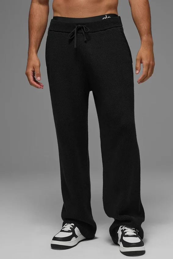 Pantalon de jogging en maille côtelée Domain - Noir