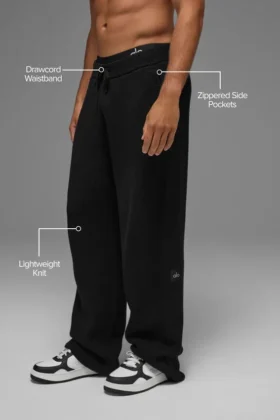 Pantalon de jogging en maille côtelée Domain – Noir