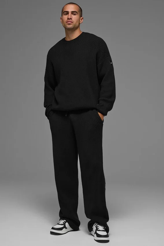 Pantalon de jogging en maille côtelée Domain - Noir