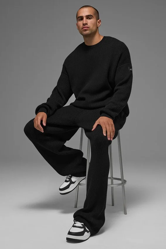 Pantalon de jogging en maille côtelée Domain - Noir