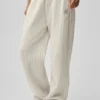 Pantalon de jogging à jambes droites à fines rayures – Fines rayures couleur os