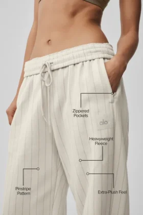 Pantalon de jogging à jambes droites à fines rayures – Fines rayures couleur os