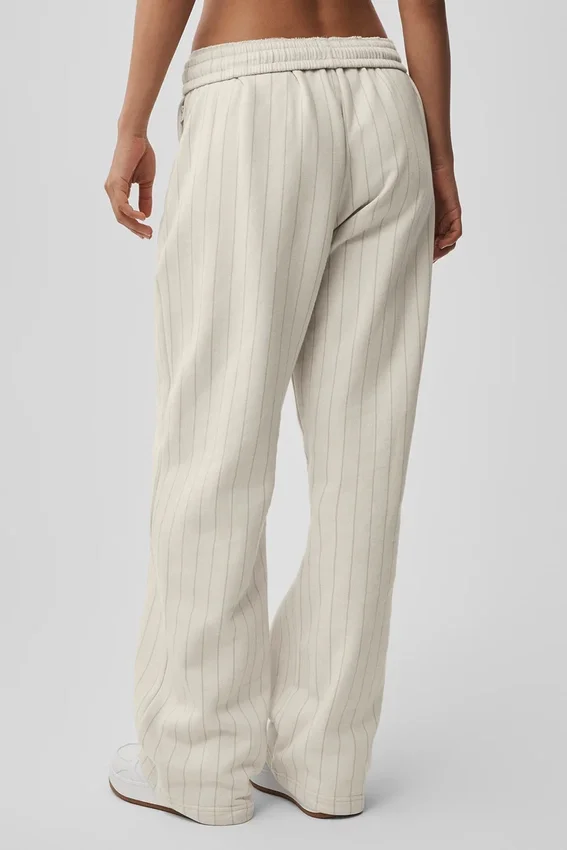 Pantalon de jogging à jambes droites à fines rayures – Fines rayures couleur os