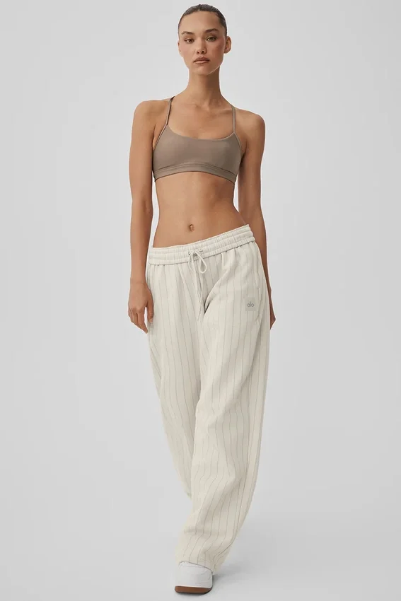 Pantalon de jogging à jambes droites à fines rayures – Fines rayures couleur os