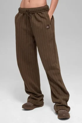 Pantalon de jogging à jambes droites à fines rayures – Fines rayures espresso
