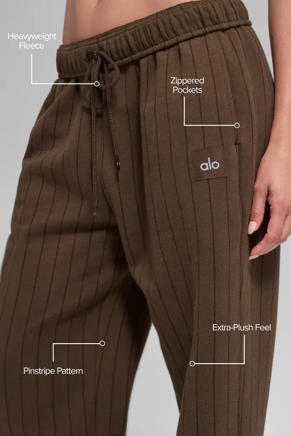 Pantalon de jogging à jambes droites à fines rayures – Fines rayures espresso