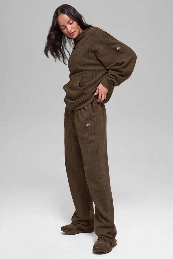 Pantalon de jogging à jambes droites à fines rayures – Fines rayures espresso