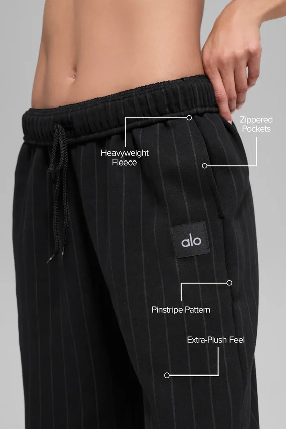 Pantalon de jogging à jambes droites à fines rayures - Noir à fines rayures