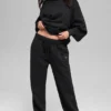 Pantalon de jogging à jambes droites à fines rayures - Noir à fines rayures