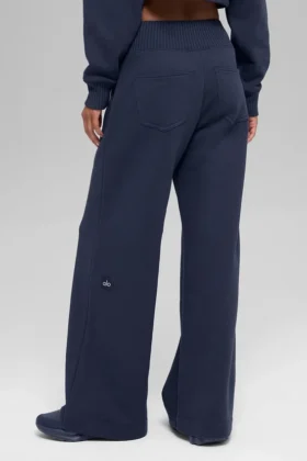 Pantalon de jogging à jambes larges Serenity – Bleu marine