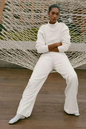 Pantalon de jogging à jambes larges Serenity - Ivoire