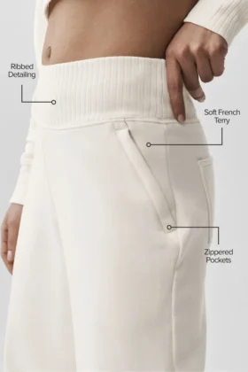 Pantalon de jogging à jambes larges Serenity – Ivoire
