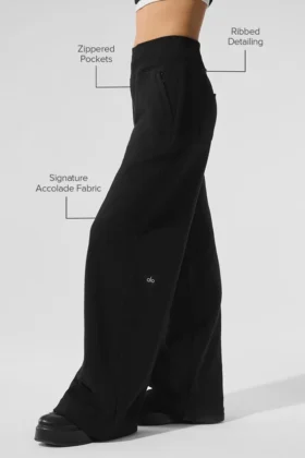 Pantalon de jogging à jambes larges Serenity – Noir