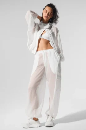 Pantalon de jogging large Sheer Game Time – Blanc